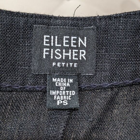 Eileen Fisher Women's Black 100% Irish Linen Button Long Sleeve Shirt Size S/P - Picture 7 of 8